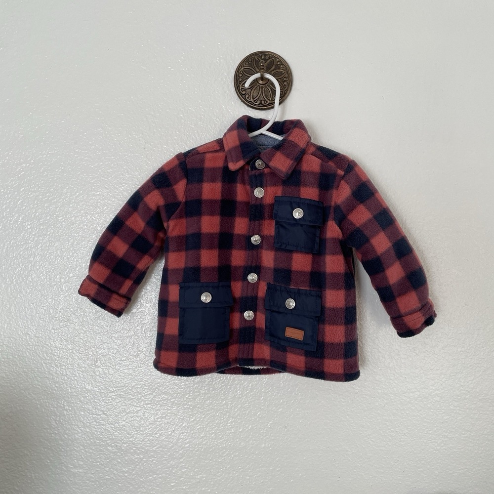 7‎ For all mankind Sherpa Fleece Plaid Jacket Boys Size 12m